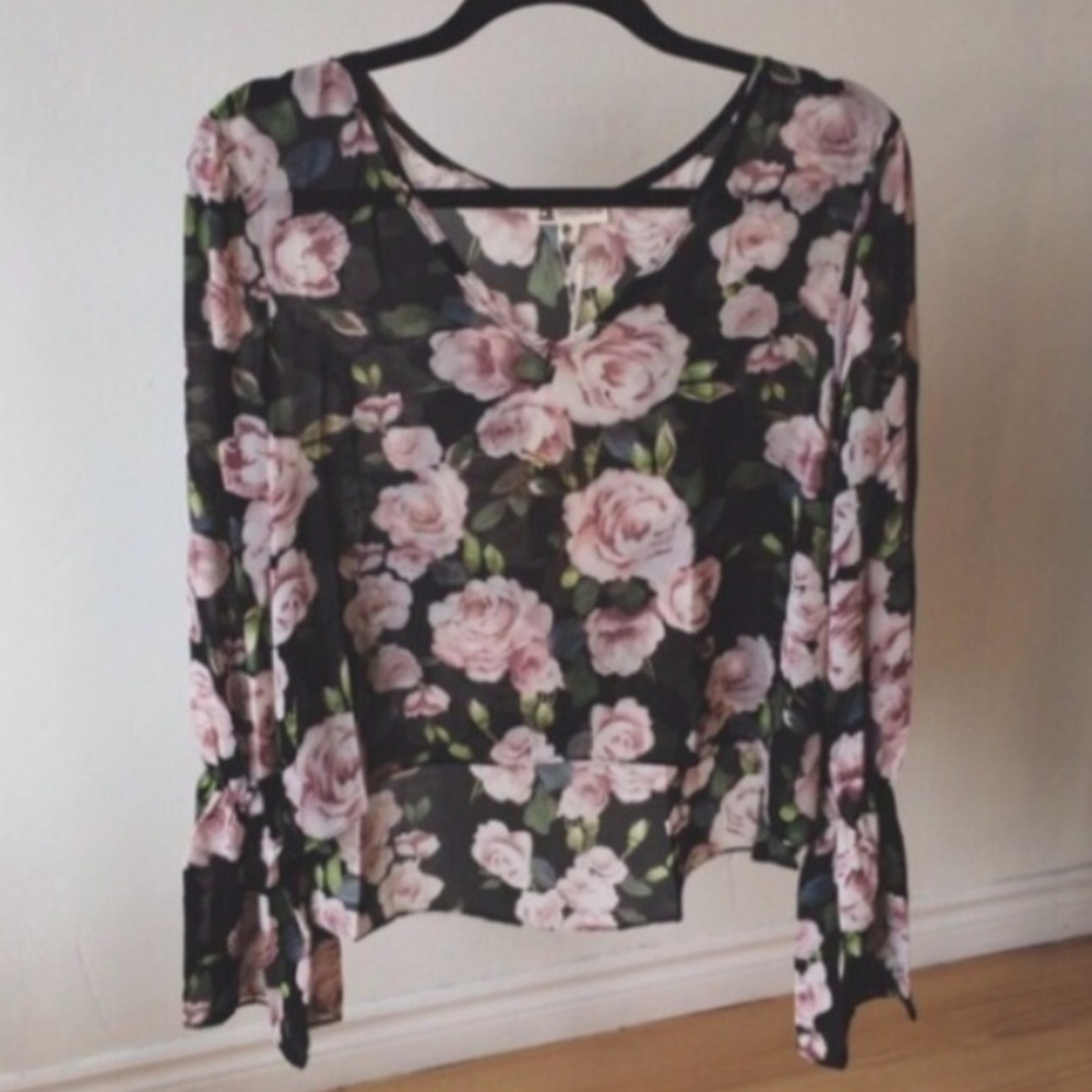 Floral Bell Sleeve Top